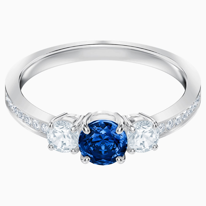 New ATTRACT TRILOGY RING RUNDSCHLIFF - BLUE/WHITE RHODIUM PLATED - GR. 58