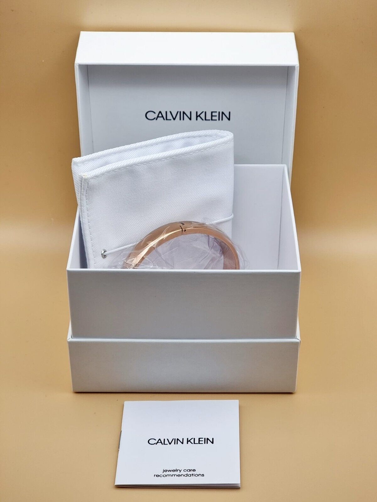 New CALVIN KLEIN INFORMAL KJ6GPD10010M STAINLESS STEEL BANGLE - ROSE GOLD - M