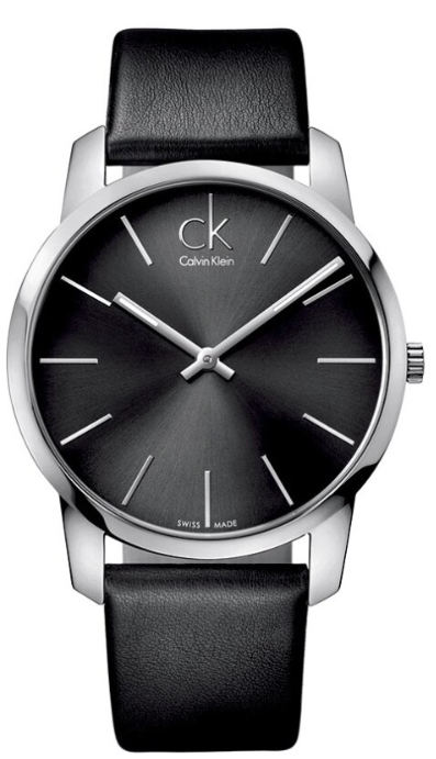 New Swiss Made CALVIN KLEIN City Grey Dial Leather Strap Men's Quartz Watch