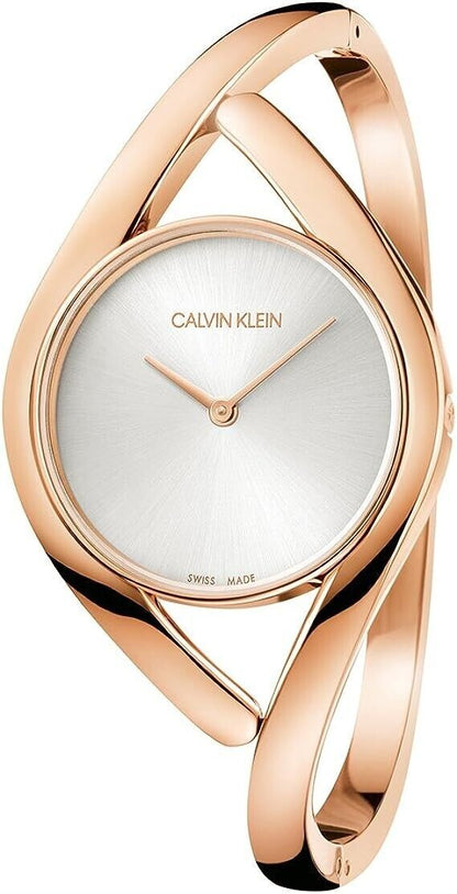 New Swiss Made CALVIN KLEIN Party Silver Dial Medium Bangle Ladies Watch