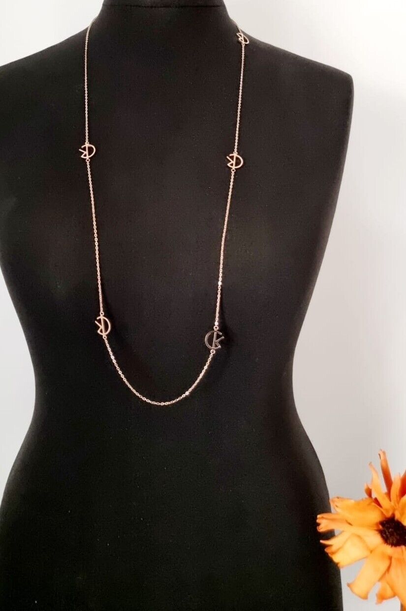 New CALVIN KLEIN KJ6DPN100100 LEAGUE STAINLESS STEEL NECKLACE - ROSE GOLD