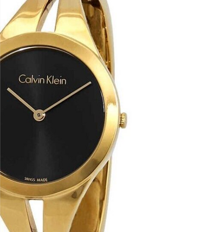 New Swiss Made CALVIN KLEIN Addict Black Dial Gold-tone Small Bangle LadiesWatch