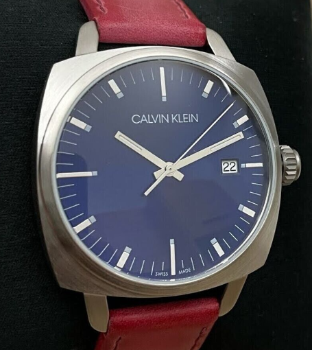 Neue, in der Schweiz hergestellte CALVIN KLEIN Fraternity Quarz-Herrenuhr mit blauem Zifferblatt