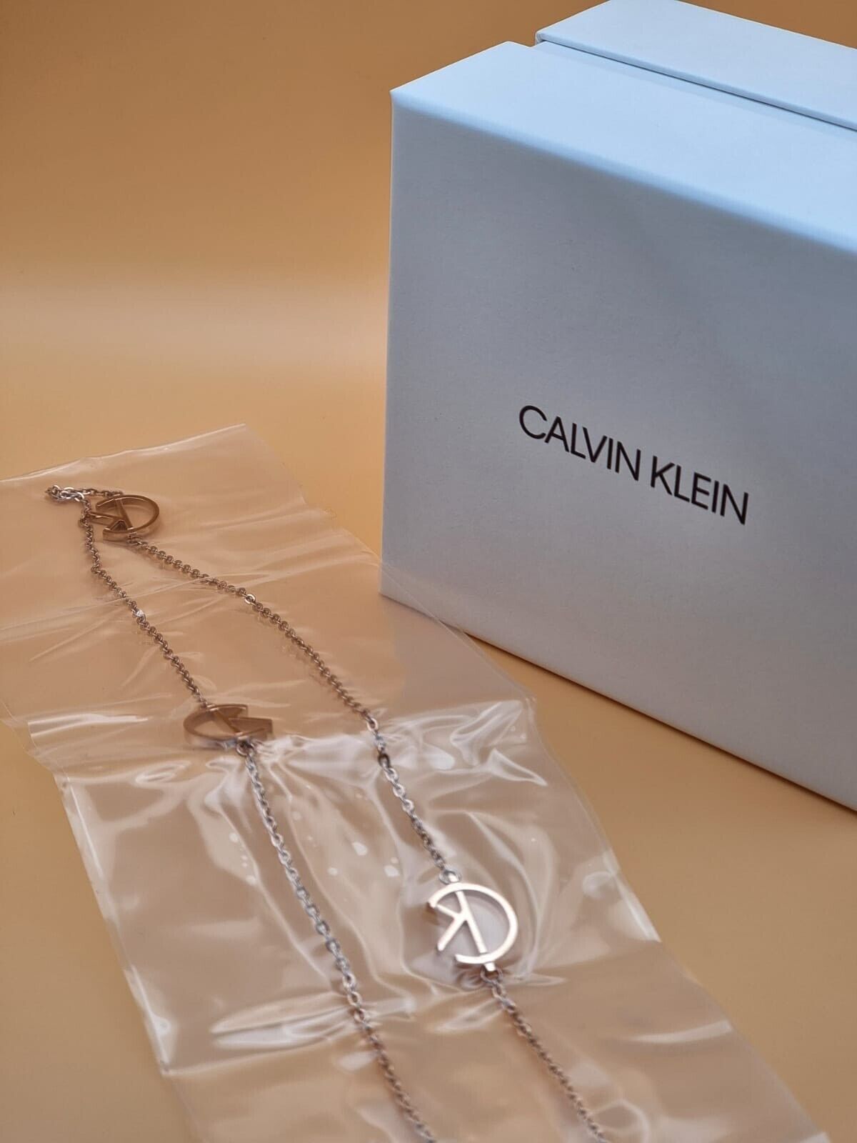 New CALVIN KLEIN KJ6DPN100100 LEAGUE STAINLESS STEEL NECKLACE - ROSE GOLD