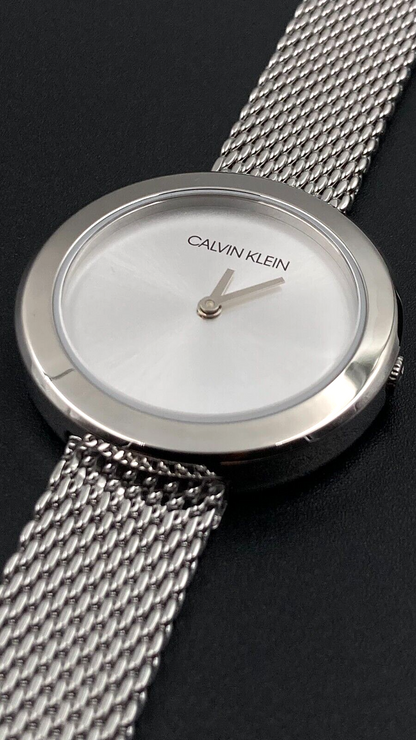 New Swiss Made CALVIN KLEIN Firm Quartz Silver Dial Ladies Watch