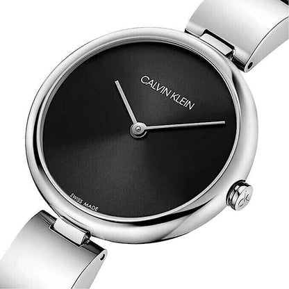 New Swiss Made CALVIN KLEIN Wavy Quartz Black Dial Ladies Watch