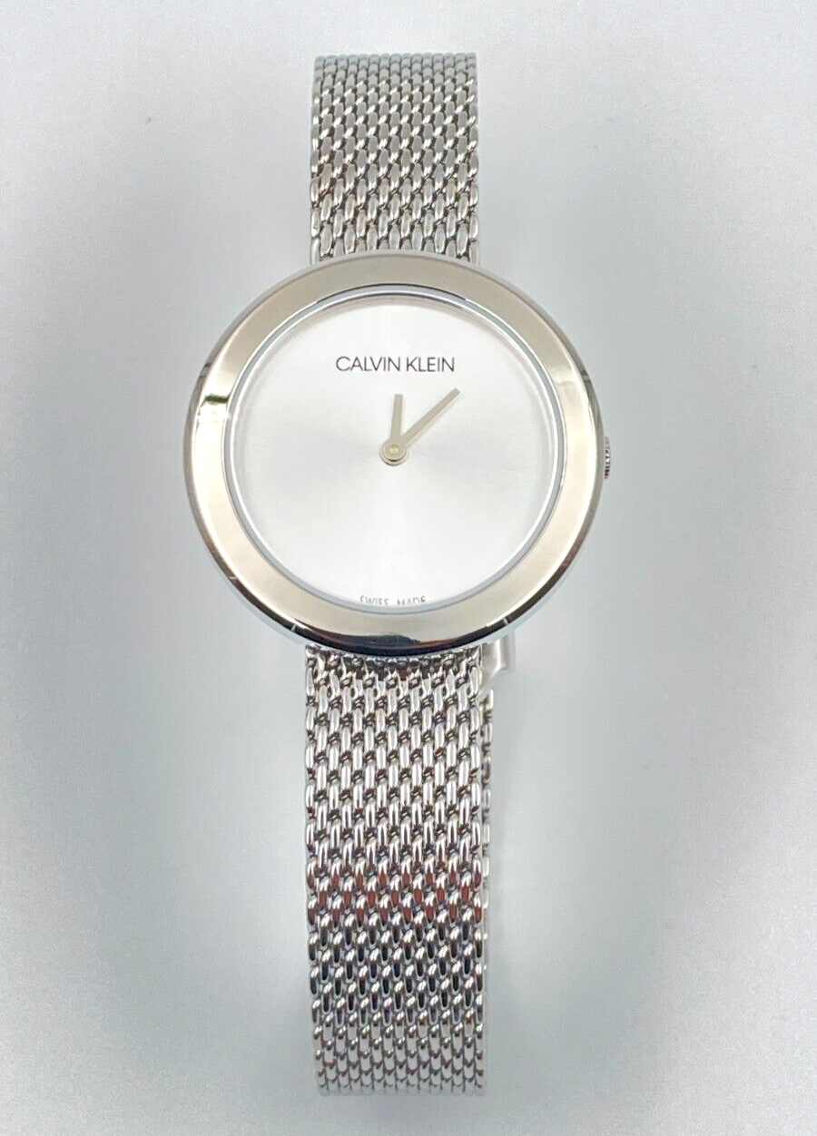 New Swiss Made CALVIN KLEIN Firm Quartz Silver Dial Ladies Watch