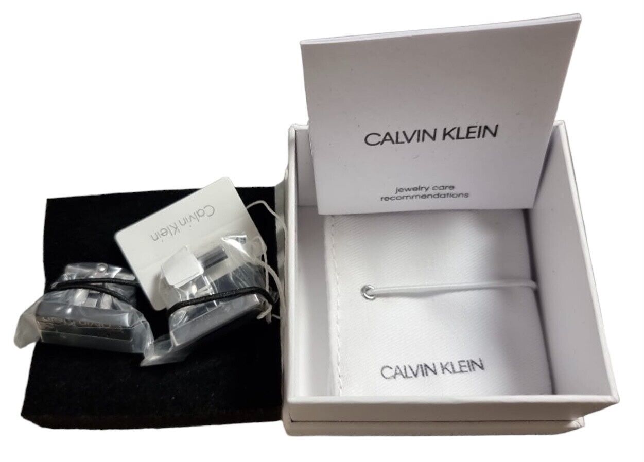 Neu CALVIN KLEIN EDELSTAHL BOOST KJ5RBC210100 MANSCHETTENKNÖPFE - SILBER/SCHWARZ