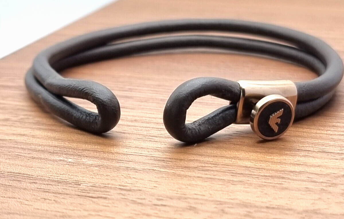 Neu EMPORIO ARMANI HERREN LEDERARMBAND EGS2213251 - BRAUN