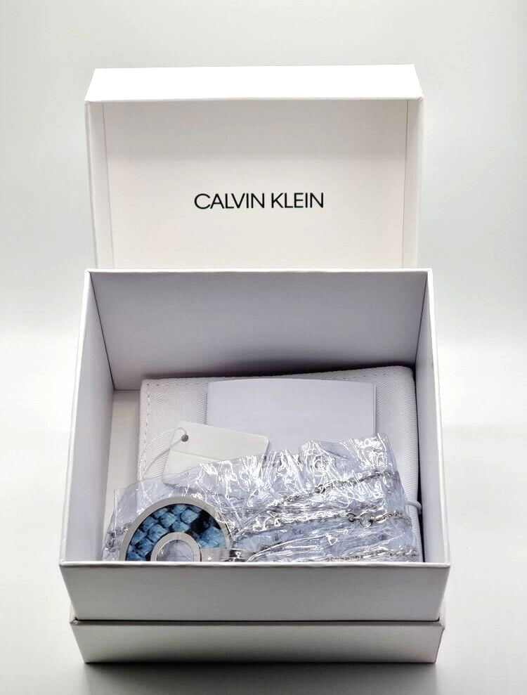 New CALVIN KLEIN SPELLBOUND KJ0DLN090100 STAINLESS STEEL NECKLACE - BLUE