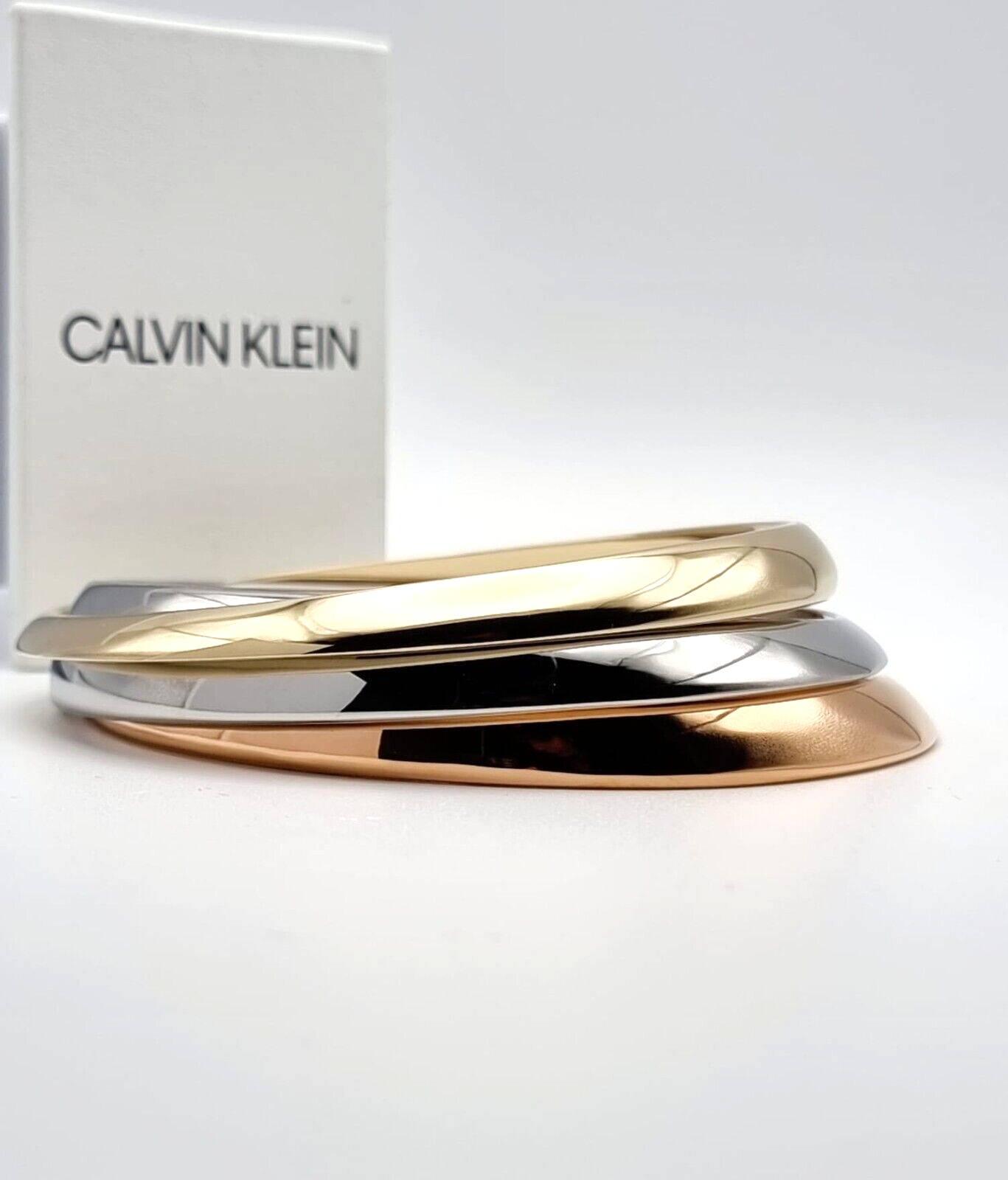 New CALVIN KLEIN GROOVY KJ8QDD30010M STAINLESS STEEL BRACELETS - 3 TONE - M