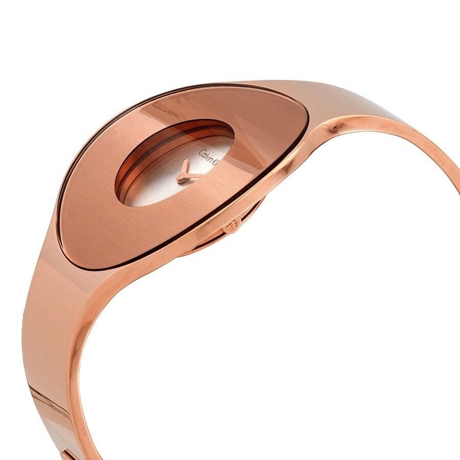 New Swiss Made CALVIN KLEIN Seamless Ladies Small Bangle Quartz Rose GoldWatch