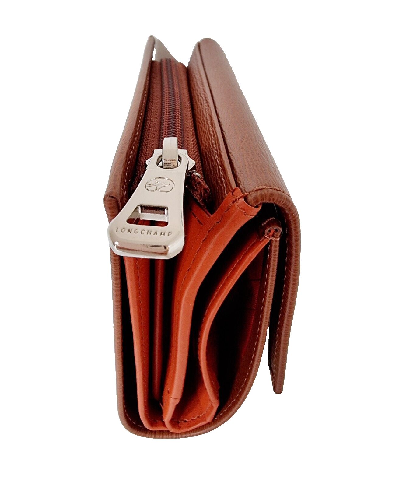 LONGCHAMP ROSEAU COMPACT WALLET - COGNAC