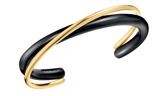 New CALVIN KLEIN DOUBLE KJ8XBF20010M BANGLE - GOLD/BLACK - M