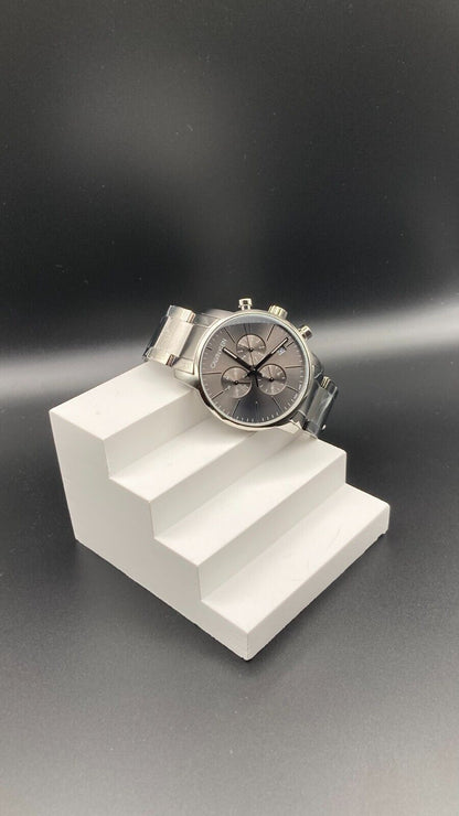 Neue, in der Schweiz hergestellte CALVIN KLEIN City Chronographenuhr mit grauem, silbernem Zifferblatt