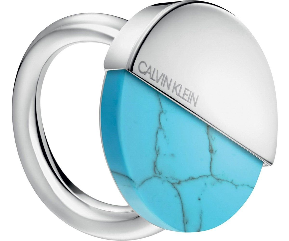 New CALVIN KLEIN SPICY KJ8RLR040107 RING - TURQUOISE STONE - SIZE 55