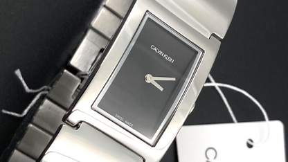 New Swiss Made CALVIN KLEIN Polished Quartz Black Dial Ladies Watch