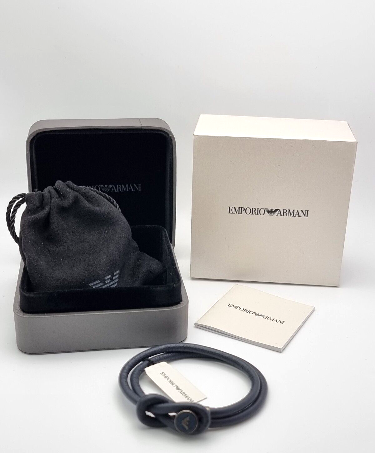 Neu EMPORIO ARMANI HERREN LEDERARMBAND EGS2214020 - BLAU