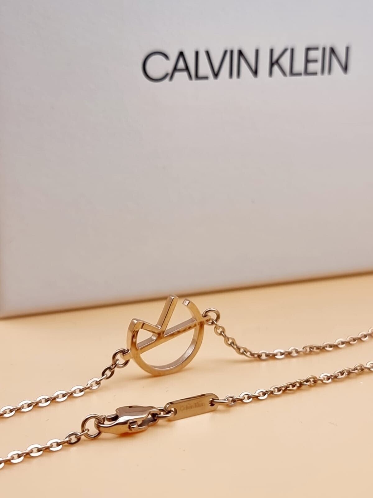 New CALVIN KLEIN KJ6DPN100100 LEAGUE STAINLESS STEEL NECKLACE - ROSE GOLD