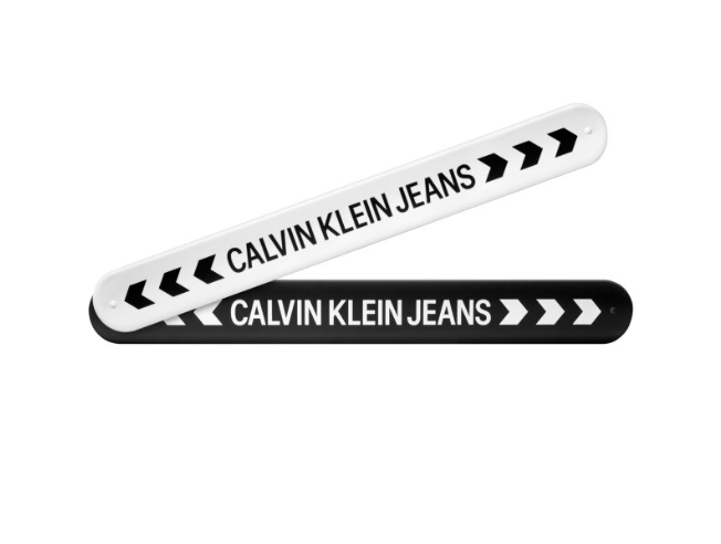 New CALVIN KLEIN JEANS HIT&FUN KJJLDB850100 RUBBER BRACELETS - WHITE/BLACK