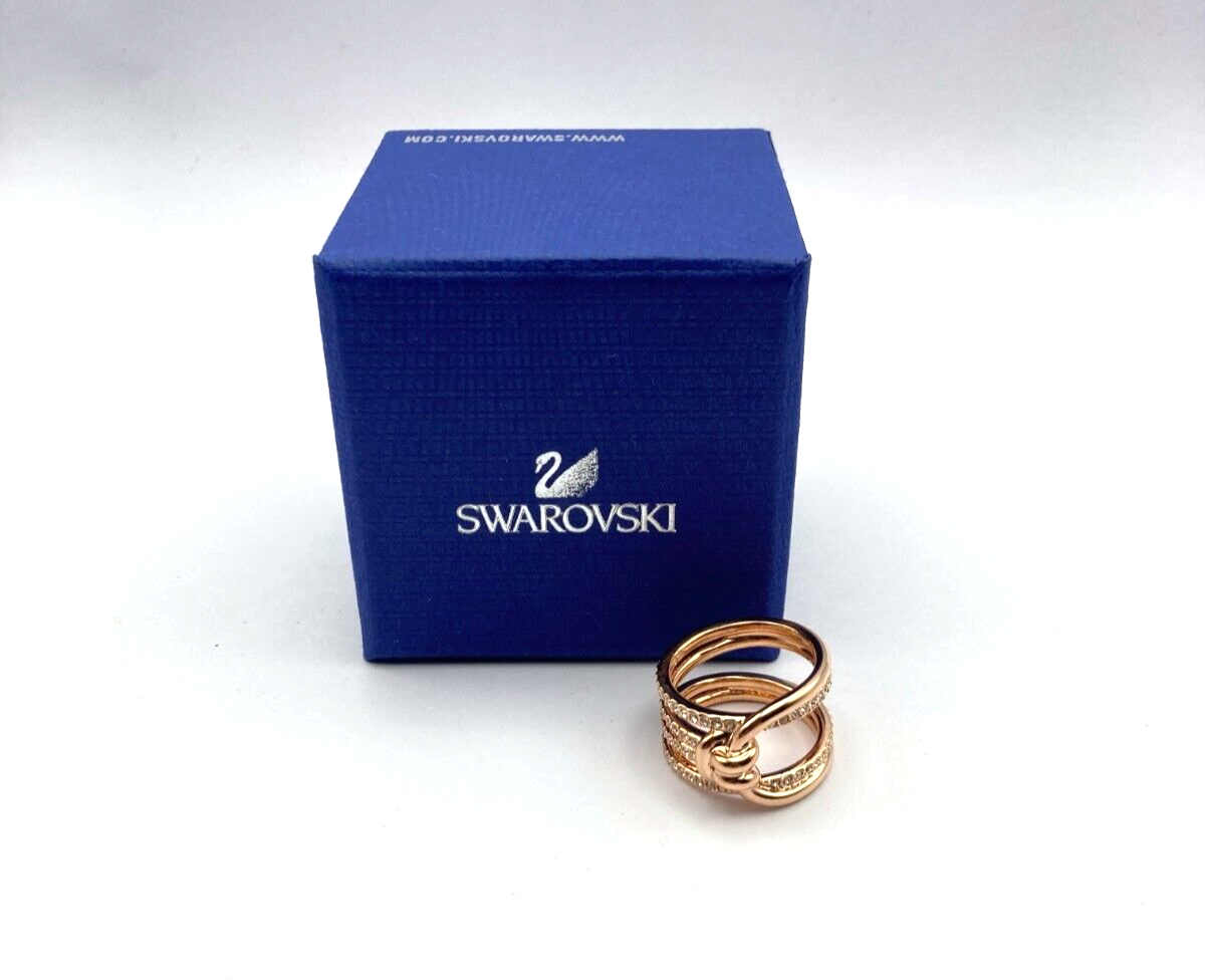 New SWAROVSKI LIFELONG WIDE RING - Rhodium, Rose Gold - Size 50