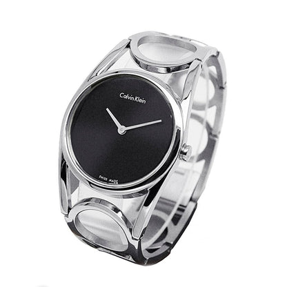 New Swiss Made CALVIN KLEIN Black Dial Stainless Steel Small Ladies Watch