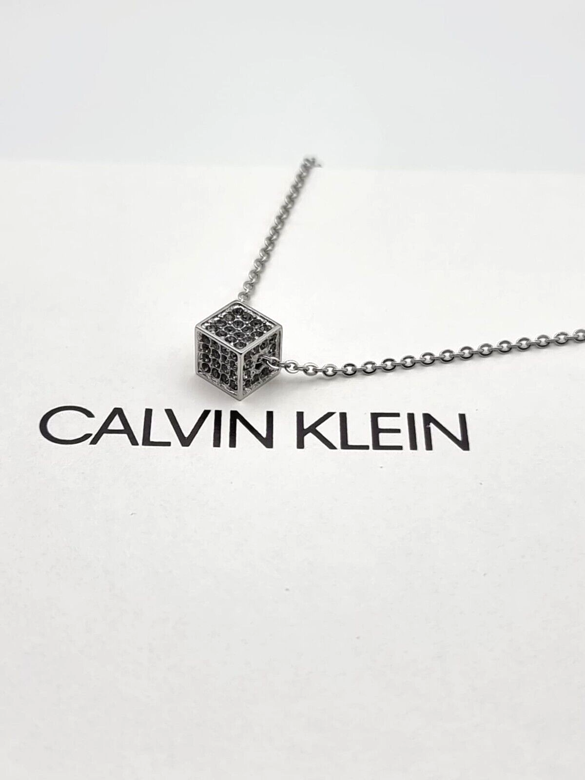 New CALVIN KLEIN ROCKING KJ9CAN040100 STAINLESS STEEL NECKLACE - GREY CRYSTALS