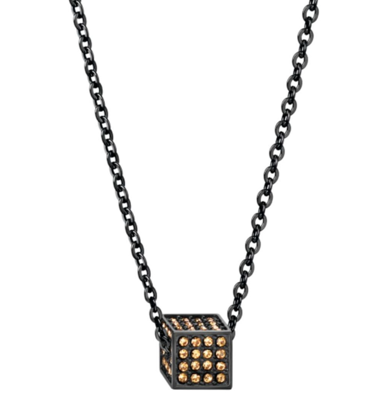 New CALVIN KLEIN ROCKING KJ9CJN140100 BLACK PVD NECKLACE - GOLD/YELLOW CRYSTAL