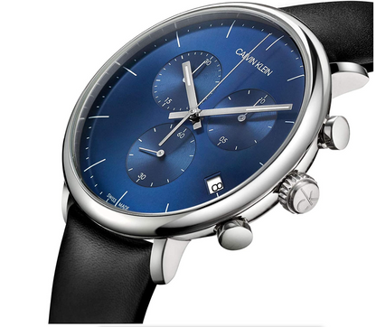 New Swiss Made CALVIN KLEIN High Noon Chronograph Quartz Blue Dial Men's Watch