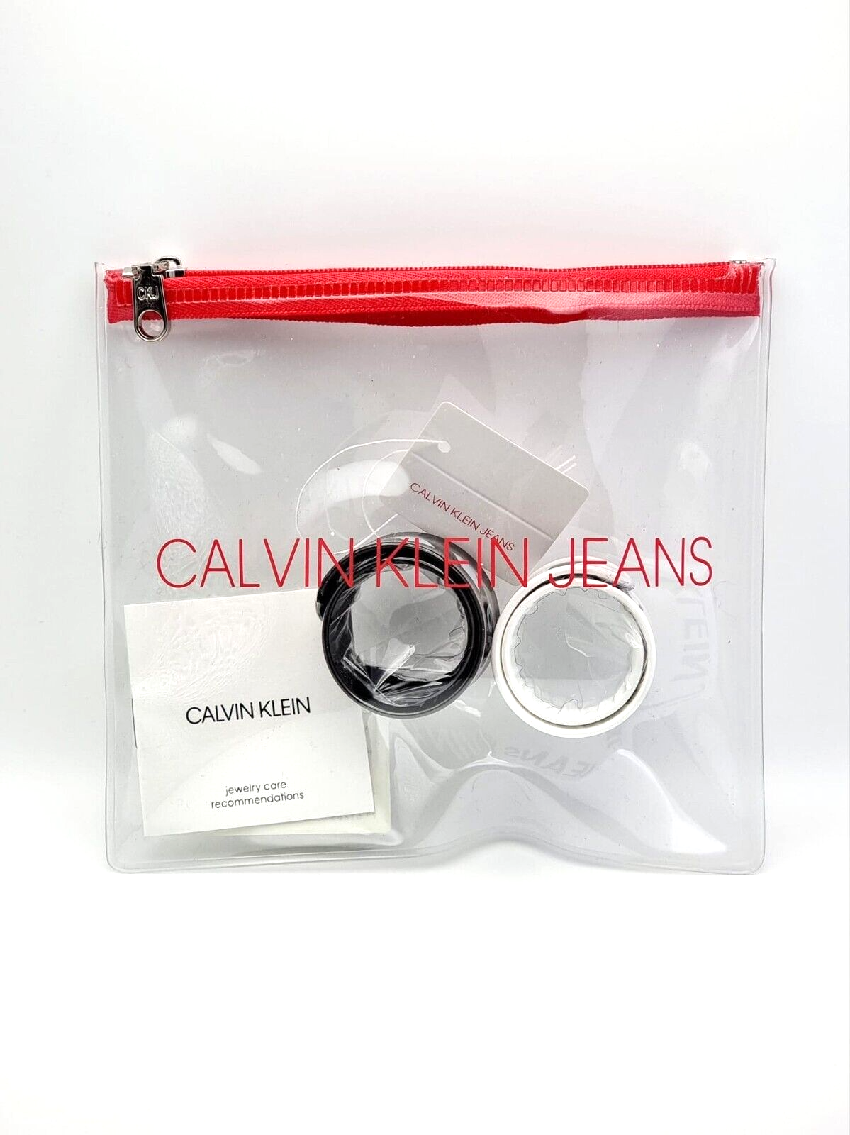 New CALVIN KLEIN JEANS HIT&FUN KJJLDB850100 RUBBER BRACELETS - WHITE/BLACK