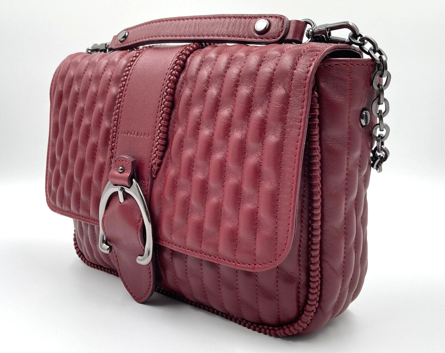 LONGCHAMP AMAZONE MATELASSE SHOULDER BAG - M - BURGUNDY