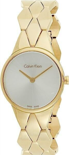 New Swiss Made CALVIN KLEIN Snake Silver Dial Ladies Quartz Watch