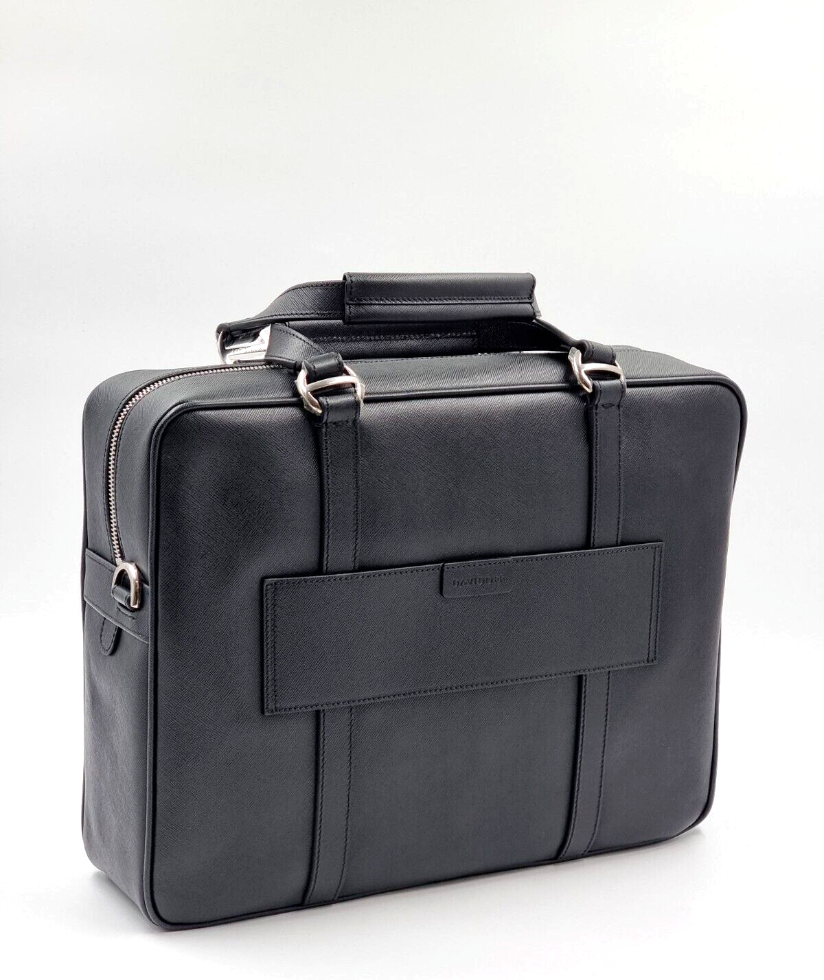Neu DAVIDOFF LLG SAFFIANO LEDER ICON BUSINESS TASCHE 1 REISSVERSCHLUSS - SCHWARZ