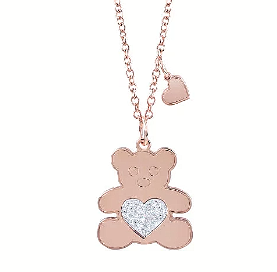 New BLISS Glittermania Necklace - Teddy Bear - Rose Gold