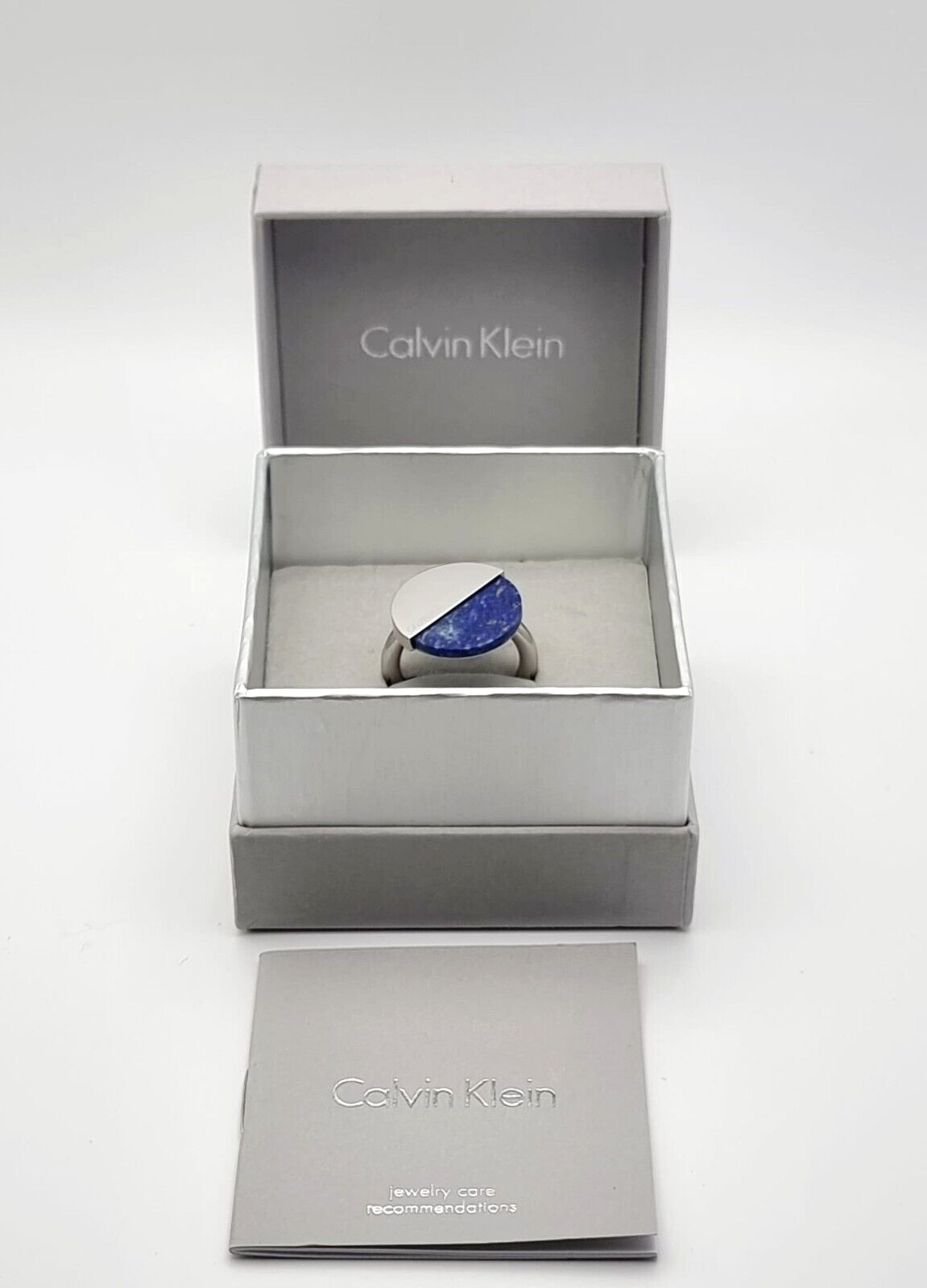 New CALVIN KLEIN SPICY KJ8RLR040207 RING - BLUE STONE - SIZE 55