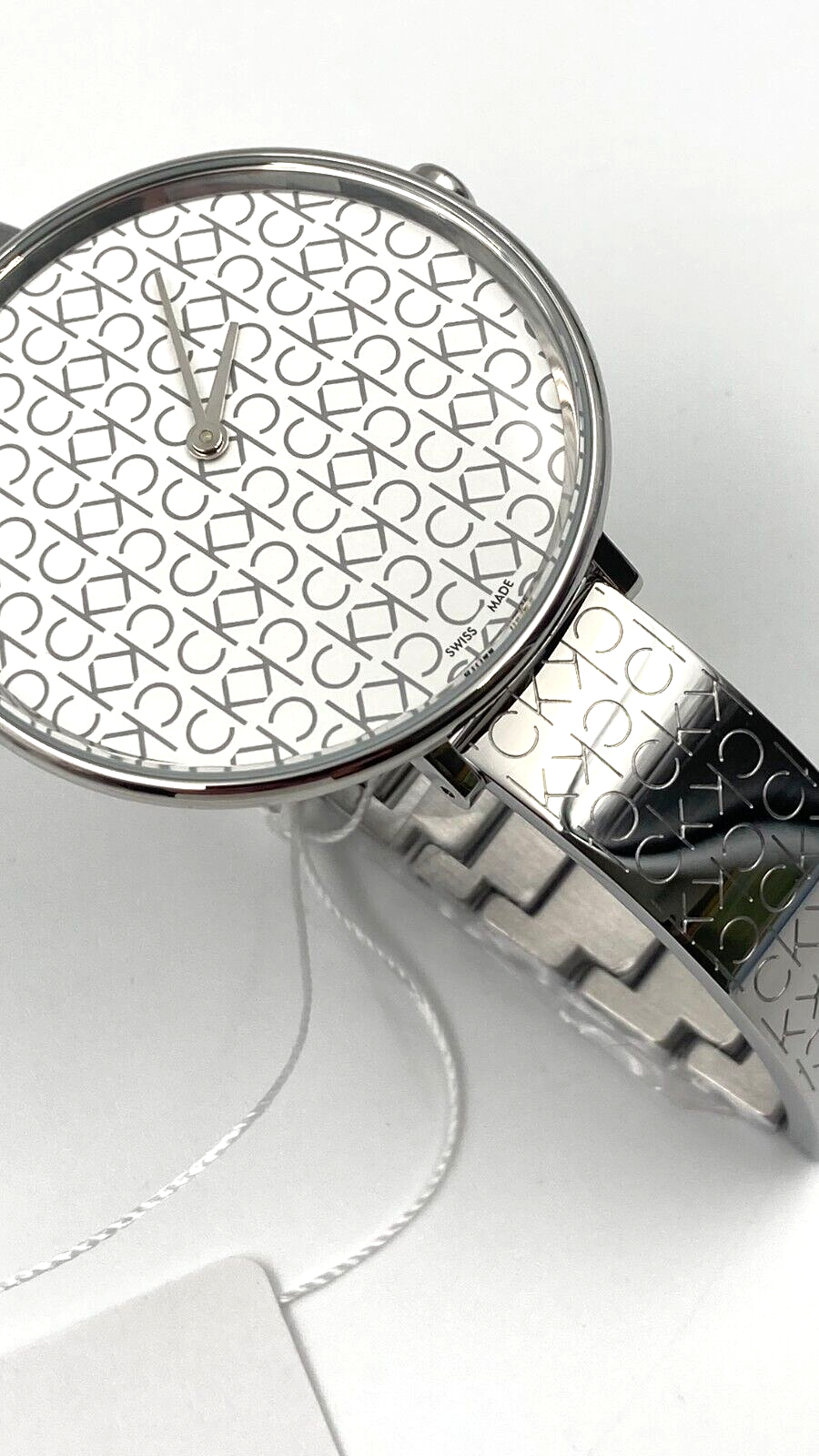 New Swiss Made CALVIN KLEIN Quartz Silver Monogram Dial Ladies Watch