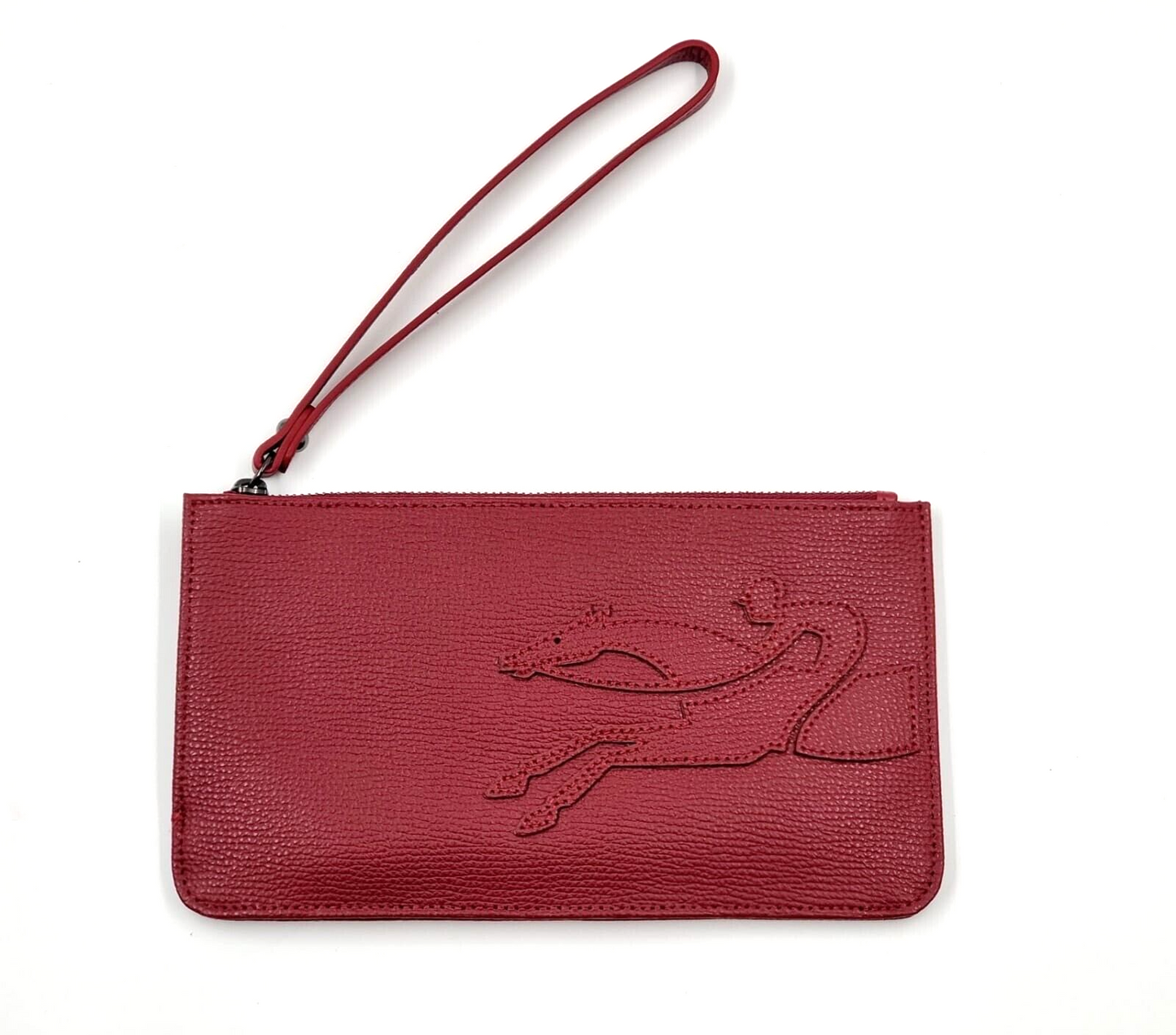 LONGCHAMP SHOP-IT LEATHER POUCH SMALL - GARNET RED