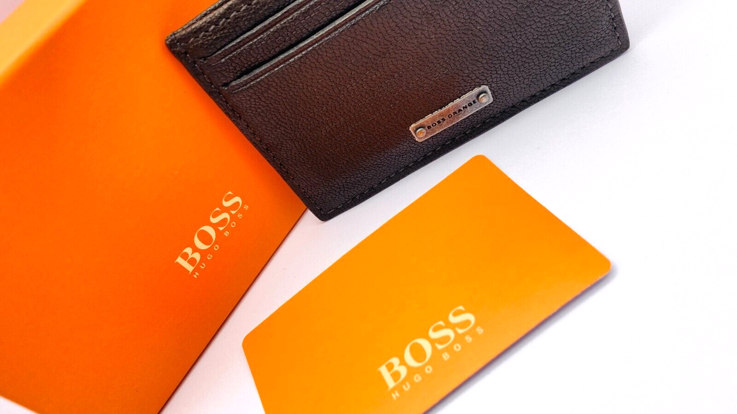 New HUGO BOSS ORANGE CARDHOLDER - DARK BROWN