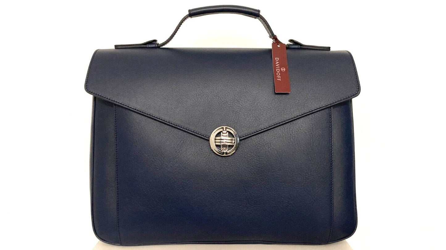 Neu DAVIDOFF LG ICON BUSTA AKTENTASCHE - MARINEBLAU