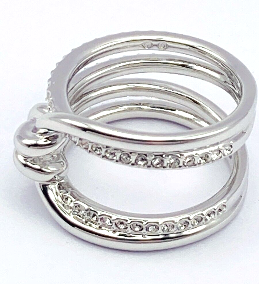 New SWAROVSKI LIFELONG WIDE RING - White, Rhodium Plating - SIZE 50