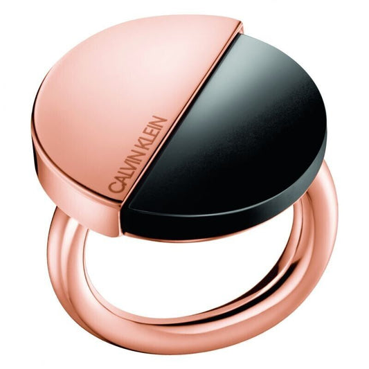 New CALVIN KLEIN SPICY KJ8RBR140108 ROSE GOLD RING - BLACK STONE - SIZE 57