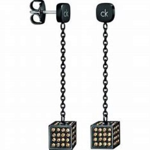 New CALVIN KLEIN EARRINGS ROCKING STAINLESS STEEL - BLACK/GOLD