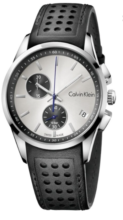 New Swiss Made CALVIN KLEIN Bold Chronograph Silver Dial Men's Watch