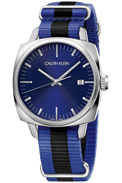 New Swiss Made CALVIN KLEIN Fraternity Blue Dial Men's Quartz Watch