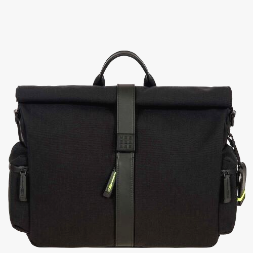 New BRIC´S MOLESKINE ROLL - TOP MESSENGER BAG - BLACK