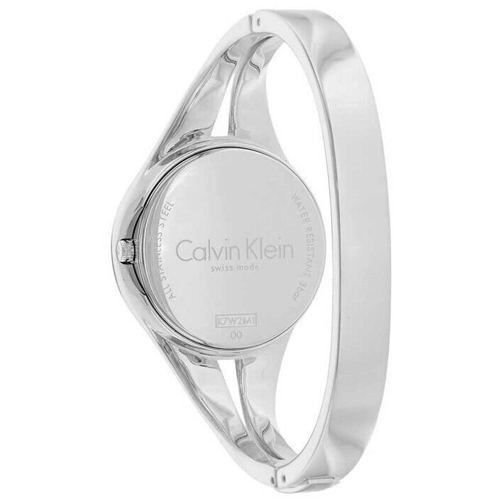 New Swiss Made CALVIN KLEIN Addict Silver Dial Medium Bangle Ladies Quartz Watch