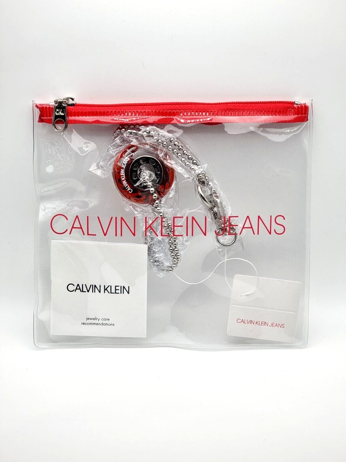 New CALVIN KLEIN SPIN KJJASN090100 STAINLESS STEEL NECKLACE  - RED