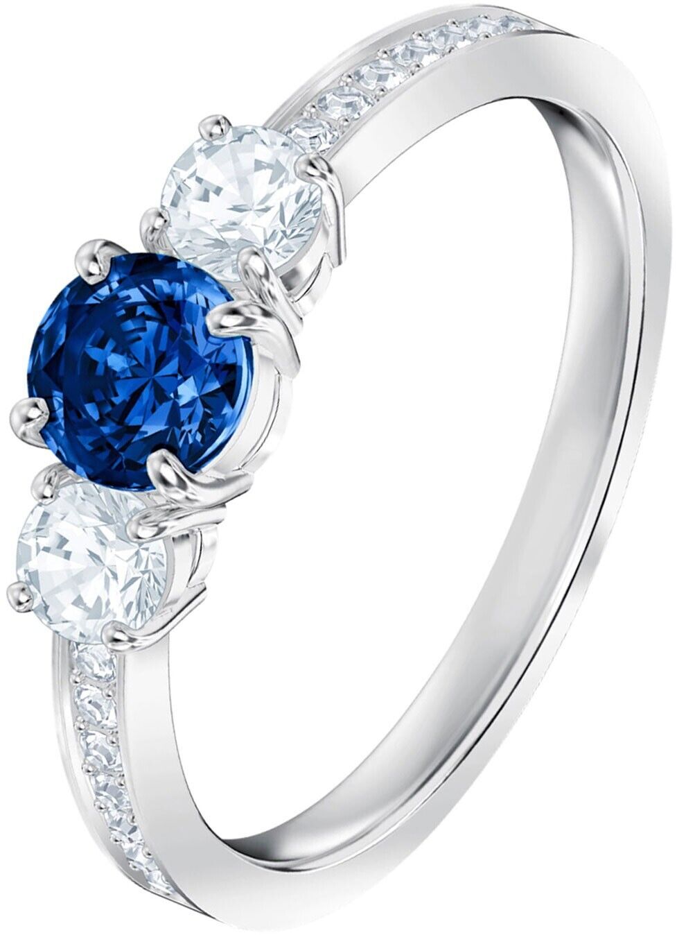 New ATTRACT TRILOGY RING RUNDSCHLIFF - BLUE/WHITE RHODIUM PLATED - GR. 58