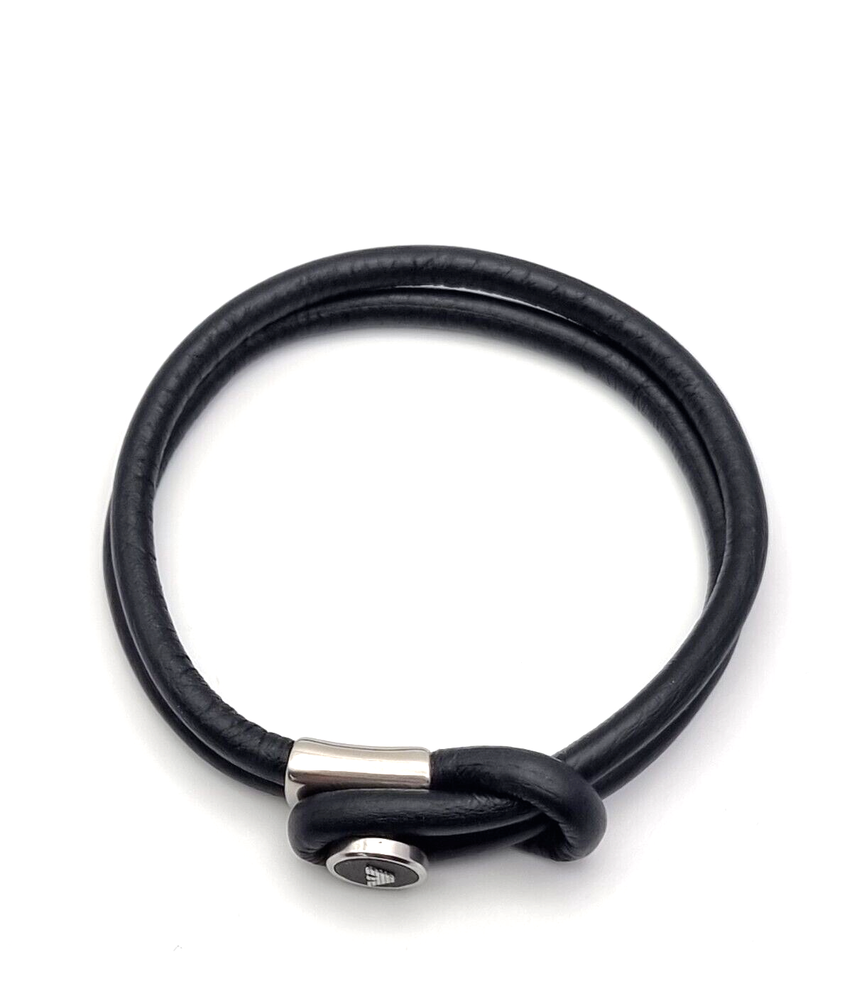 Neu EMPORIO ARMANI HERREN LEDERARMBAND EGS2212040 - SCHWARZ