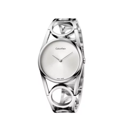 New Swiss Made CALVIN KLEIN Round Silver Dial Medium Ladies Quartz Watch